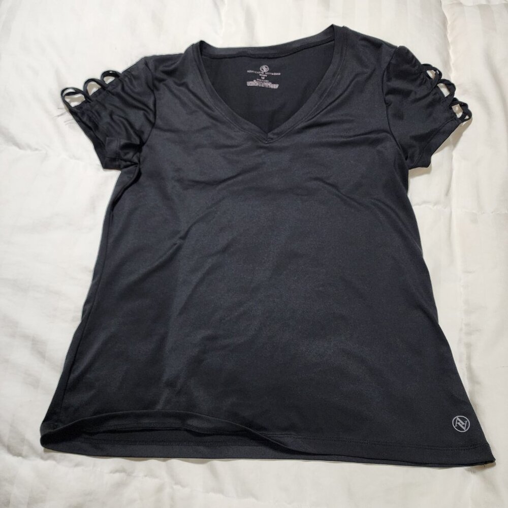 Adrienne Vittadini Criss Cross Open Sleeve T-Shirt